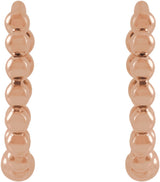 14K Rose Beaded 11 mm Hoop Earrings