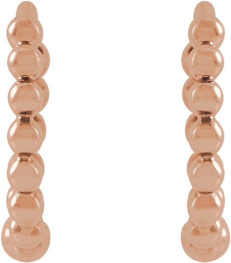 14K Rose Beaded 11 mm Hoop Earrings