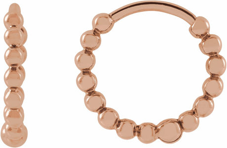 14K Rose Gold Beaded 11 mm Hoop Earrings