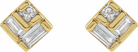 14K Yellow 1/6 CTW Natural Diamond Geometric Earrings