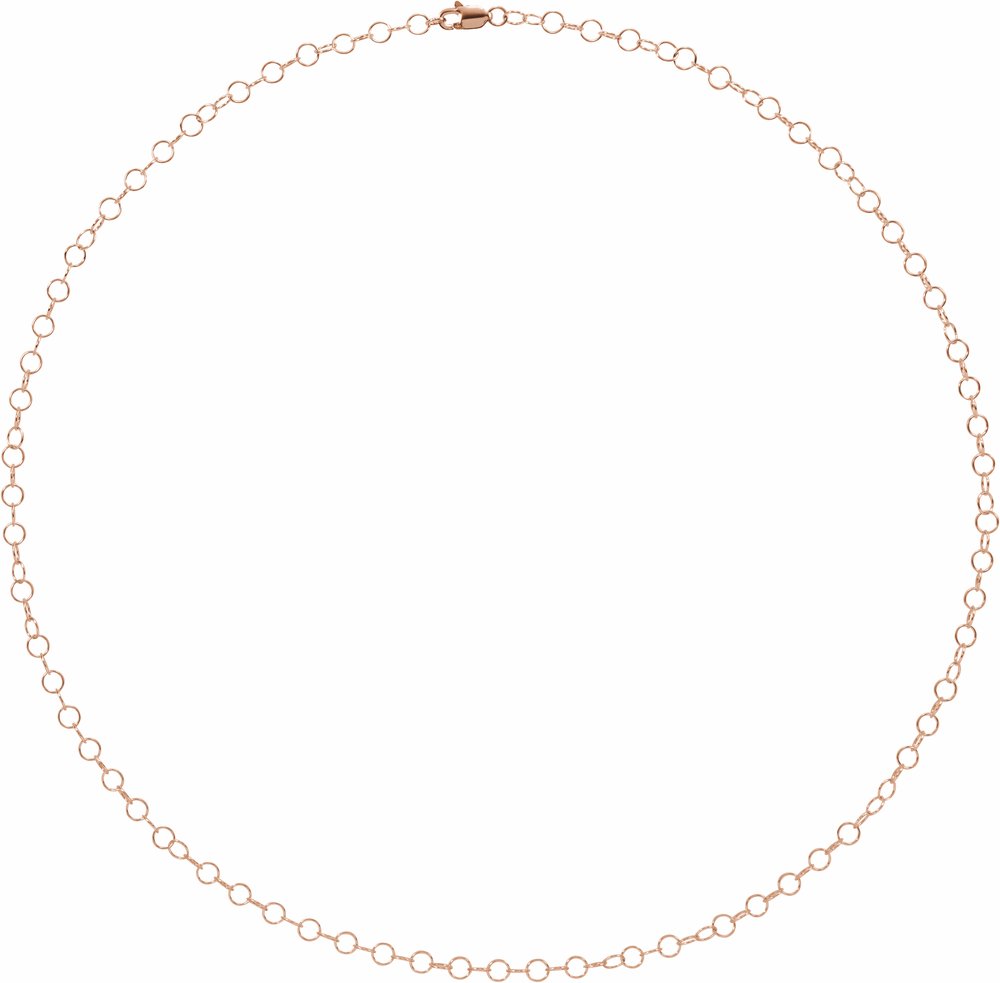14K Rose Gold 3.5 mm Round Cable 16" Chain 