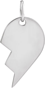 Sterling Silver 17x10 mm Left Broken Heart Pendant 