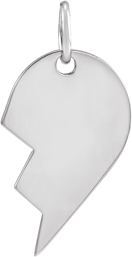 Sterling Silver 17x10 mm Left Broken Heart Pendant 