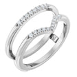 14K White Gold 1/8 CTW Natural Diamond Half Tapered V Ring Guard