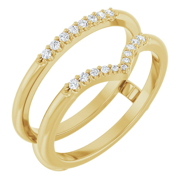 14K Yellow 1/8 CTW Natural Diamond Half Tapered V Ring Guard