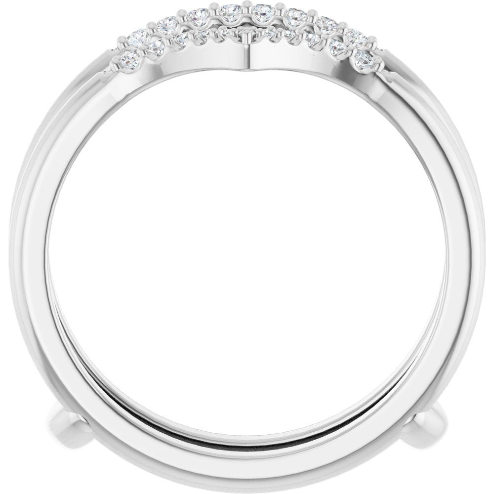 14K White 1/8 CTW Natural Diamond Half Tapered V Ring Guard