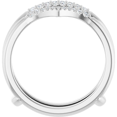 14K White Gold 1/8 CTW Natural Diamond Half Tapered V Ring Guard