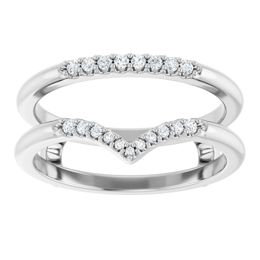 14K White Gold 1/8 CTW Natural Diamond Half Tapered V Ring Guard