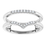 14K White Gold 1/8 CTW Natural Diamond Half Tapered V Ring Guard
