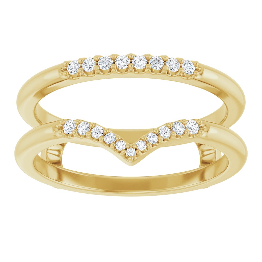 14K Yellow 1/8 CTW Natural Diamond Half Tapered V Ring Guard