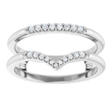 14K White 1/8 CTW Natural Diamond Half Tapered V Ring Guard