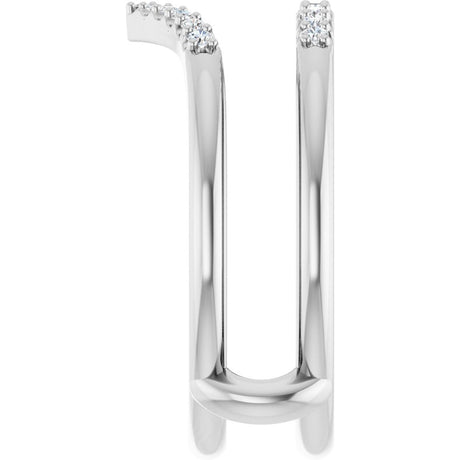 14K White Gold 1/8 CTW Natural Diamond Half Tapered V Ring Guard