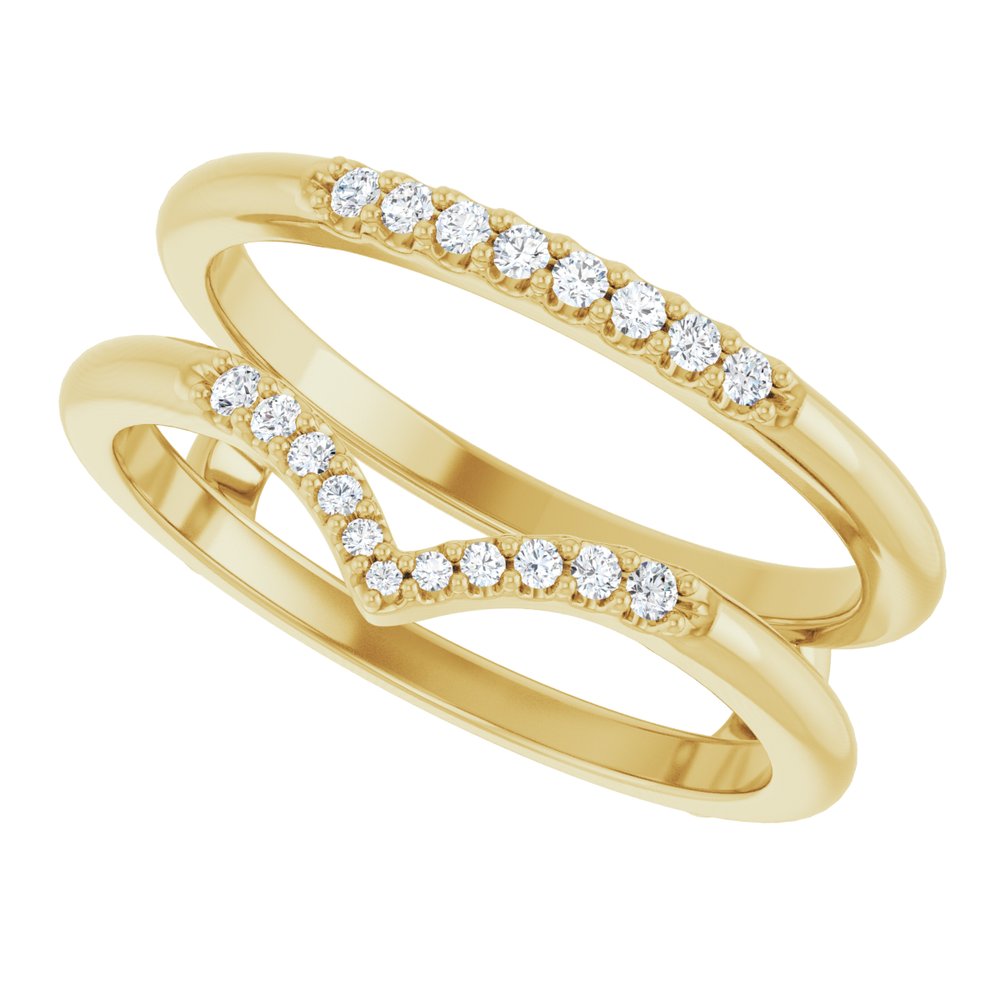 14K Yellow 1/8 CTW Natural Diamond Half Tapered V Ring Guard