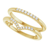 14K Yellow 1/8 CTW Natural Diamond Half Tapered V Ring Guard