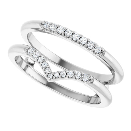 14K White Gold 1/8 CTW Natural Diamond Half Tapered V Ring Guard