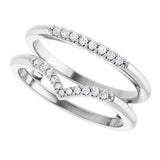 14K White Gold 1/8 CTW Natural Diamond Half Tapered V Ring Guard