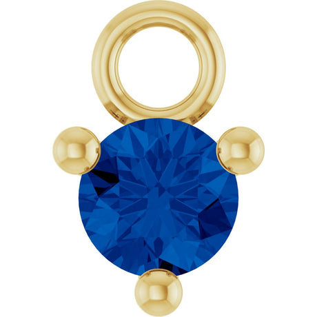 14K Yellow Petite Pavé™ 1/10 CT Lab-Grown Blue Sapphire Dangle