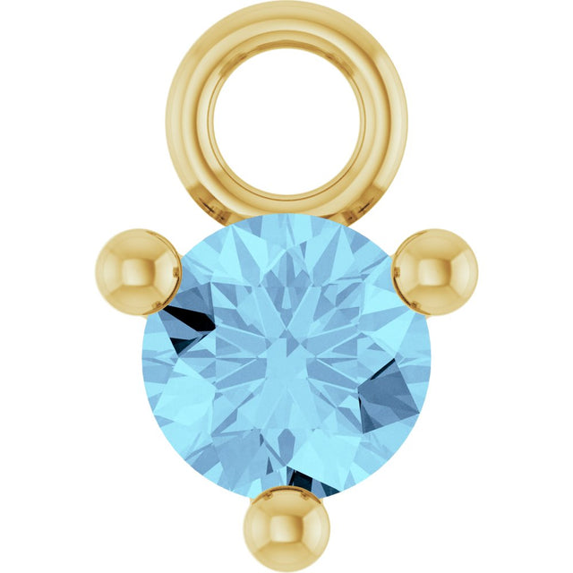 14K Yellow Petite Pavé™ 1/10 CT Natural Aquamarine Dangle