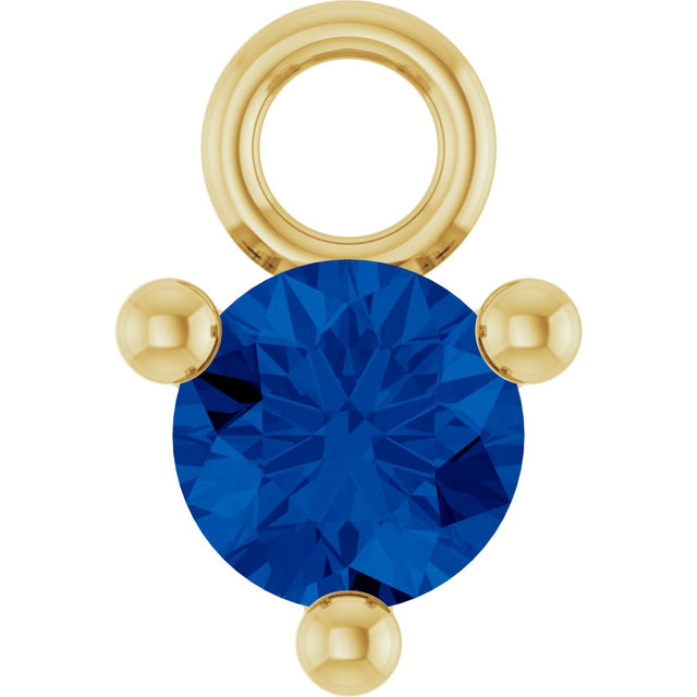 14K Yellow Petite Pavé™ 1/10 CT Natural Blue Sapphire Dangle