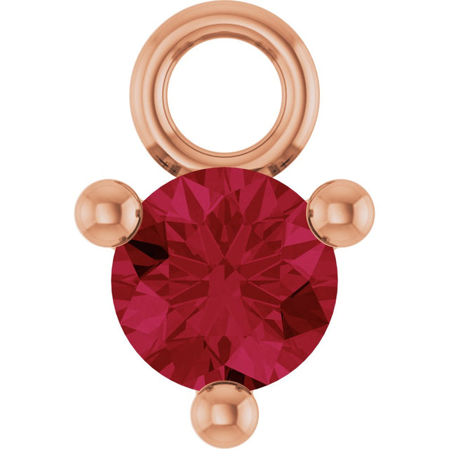 14K Rose Petite Pavé™ 1/10 CT Natural Ruby Dangle