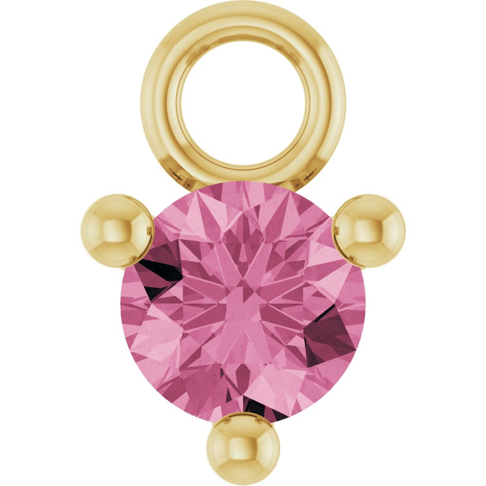 14K Yellow Petite Pavé™ 1/10 CT Natural Pink Tourmaline Dangle