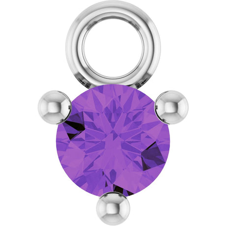 14K White Petite Pavé™ 1/10 CT Natural Amethyst Dangle