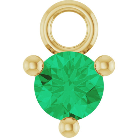 14K Yellow Petite Pavé™ 1/10 CT Lab-Grown Emerald Dangle