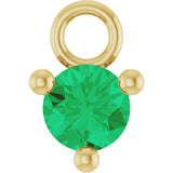 14K Yellow Petite Pavé™ 1/10 CT Natural Emerald Dangle