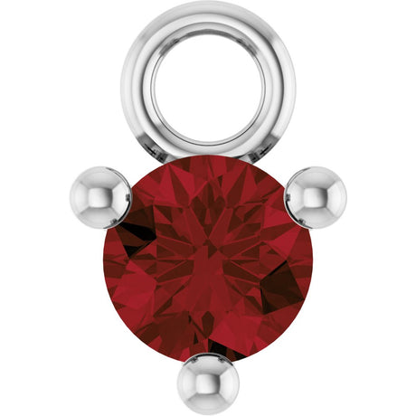 14K White Petite Pavé™ 1/10 CT Natural Mozambique Garnet Dangle