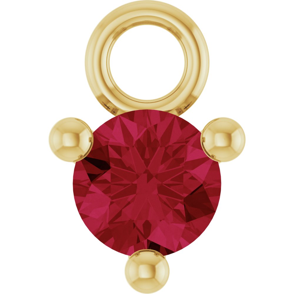 14K Yellow Petite Pavé™ 1/10 CT Natural Ruby Dangle