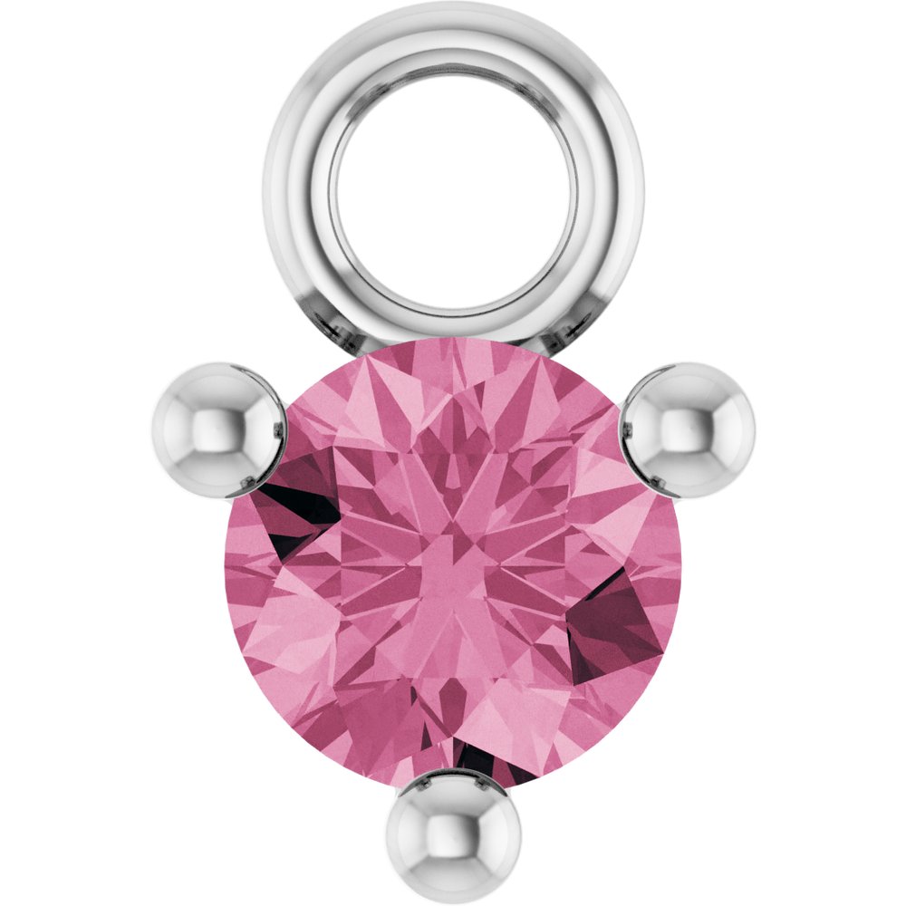 14K White Petite Pavé™ 1/10 CT Natural Pink Tourmaline Dangle