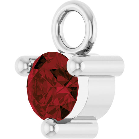 14K White Petite Pavé™ 1/10 CT Natural Mozambique Garnet Dangle