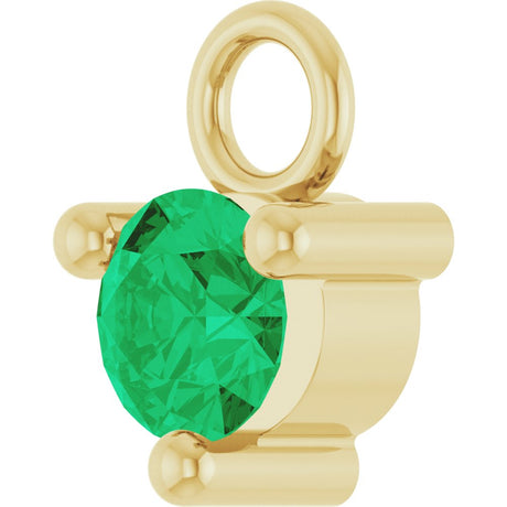 14K Yellow Petite Pavé™ 1/10 CT Lab-Grown Emerald Dangle