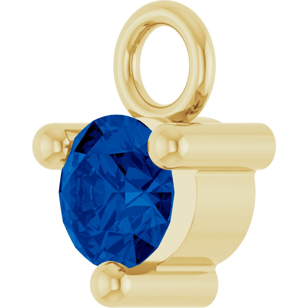 14K Yellow Petite Pavé™ 1/10 CT Lab-Grown Blue Sapphire Dangle