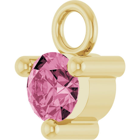 14K Yellow Petite Pavé™ 1/10 CT Natural Pink Tourmaline Dangle