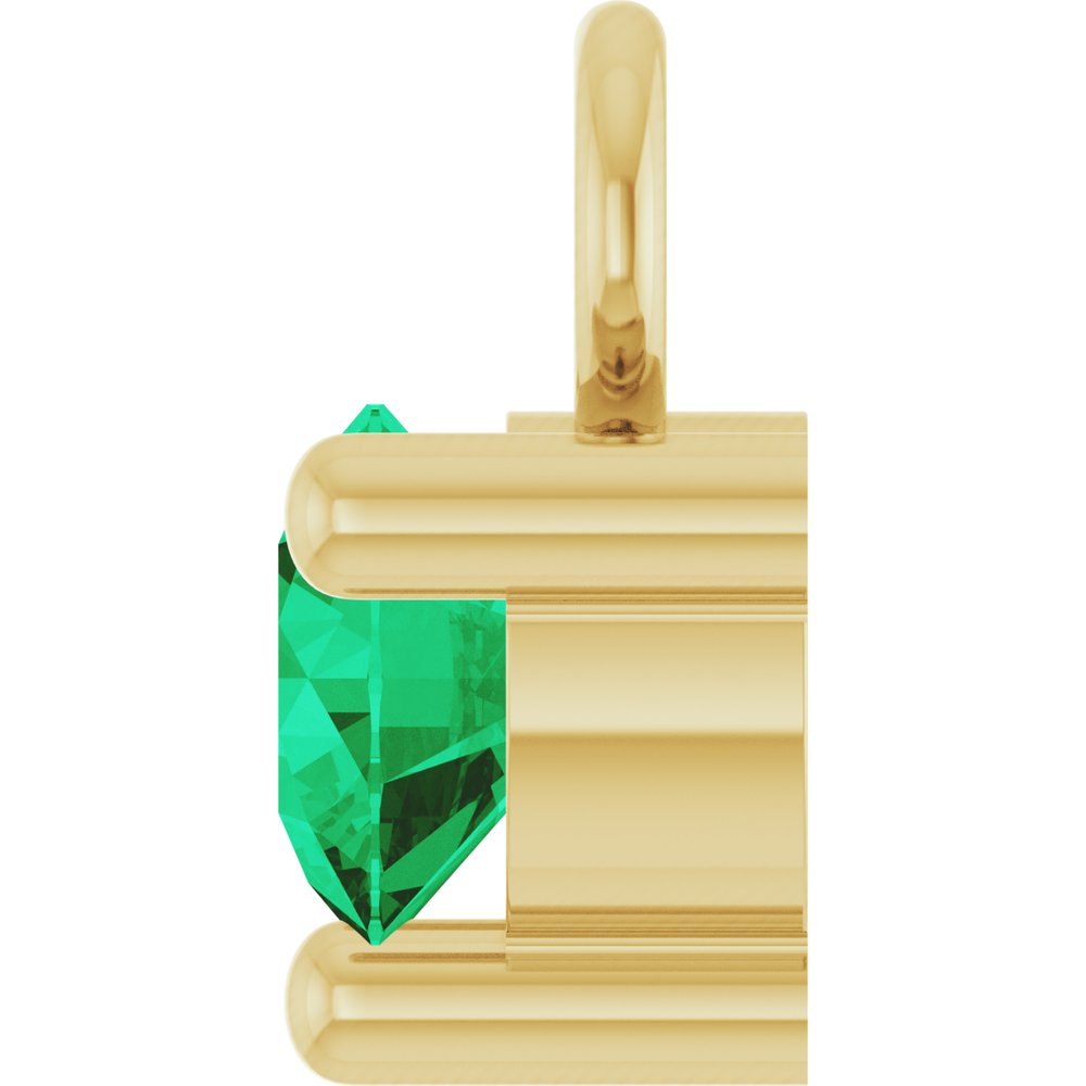 14K Yellow Petite Pavé™ 1/10 CT Lab-Grown Emerald Dangle