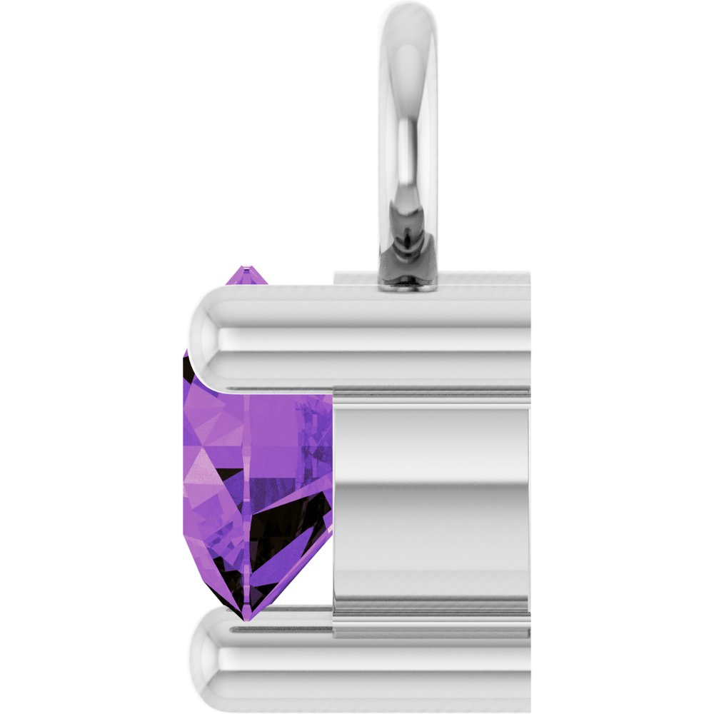 14K White Petite Pavé™ 1/10 CT Natural Amethyst Dangle