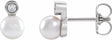 14K White Gold Cultured White Akoya Pearl & .06 CTW Natural Diamond Earrings
