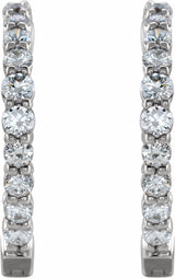 14K White 1 CTW Lab-Grown Diamond Inside-Outside Hinged 19.3 mm Hoop Earrings
