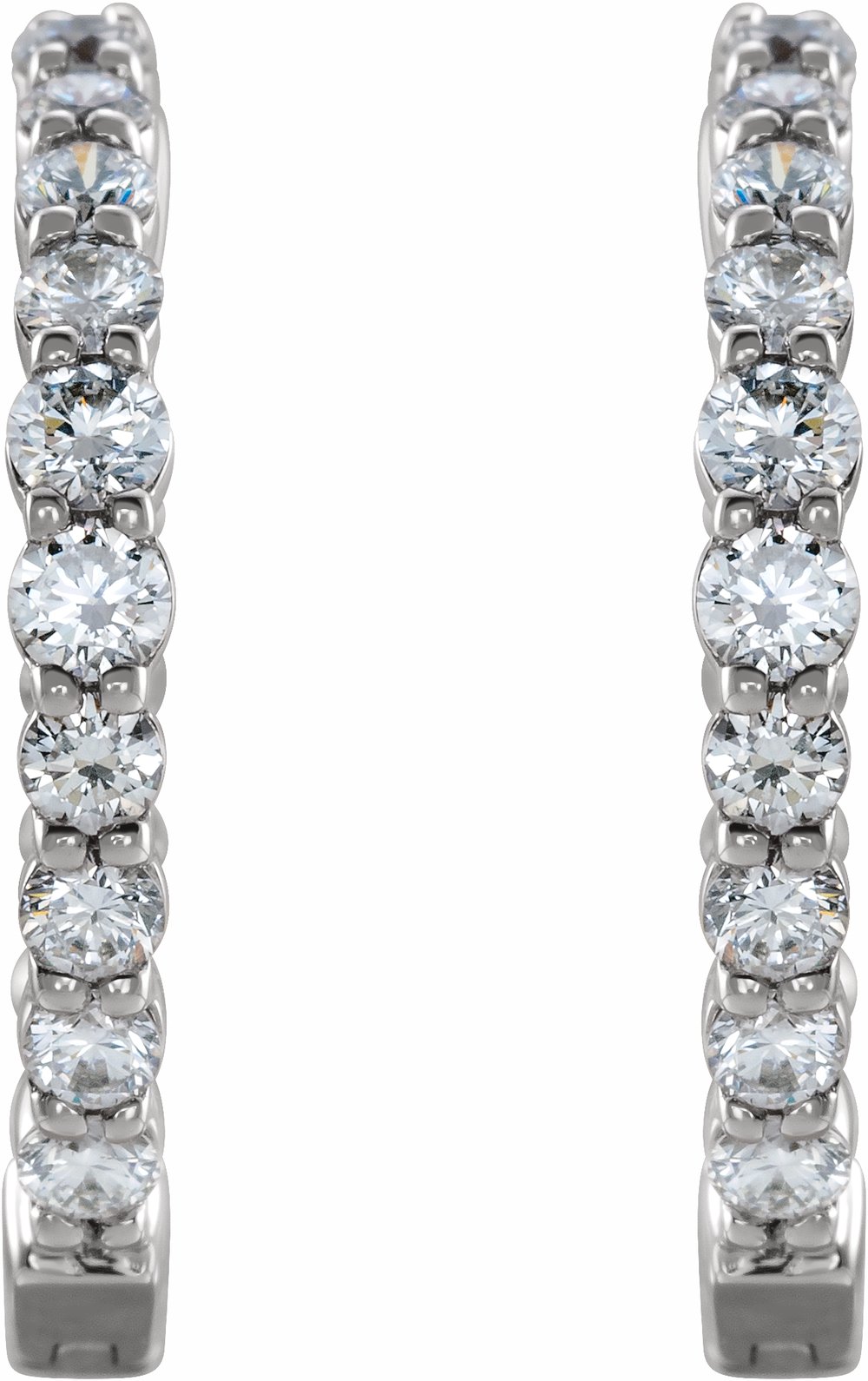 14K White Gold 1 CTW Lab-Grown Diamond Inside-Outside Hinged 19.3 mm Hoop Earrings
