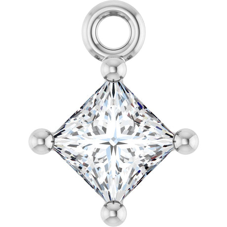14K White 1/6 CT Natural Diamond Basket Dangle
