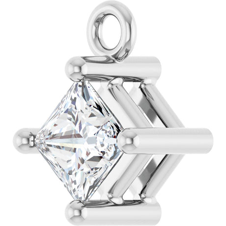 14K White 1/6 CT Natural Diamond Basket Dangle