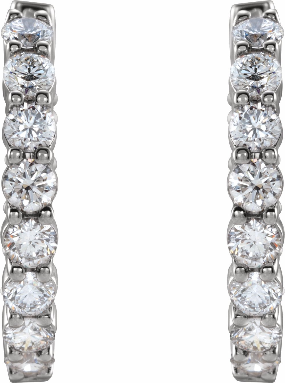 14K White Gold 2 CTW Lab-Grown Diamond Inside-Outside Hinged 20 mm Hoop Earrings