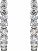 14K White Gold 2 CTW Lab-Grown Diamond Inside-Outside Hinged 20 mm Hoop Earrings