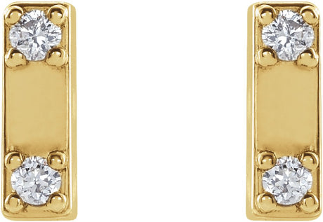 14K Yellow .03 CTW Natural Diamond Two-Stone Bar Earrings