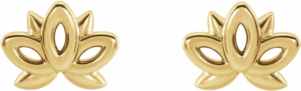 14K Yellow Lotus Earrings