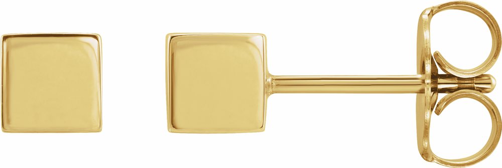 14K Yellow Cube Earrings