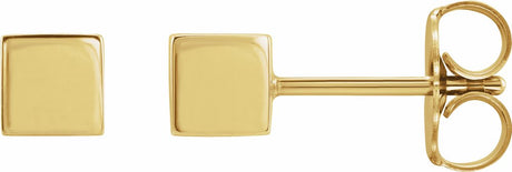 14K Yellow Cube Earrings