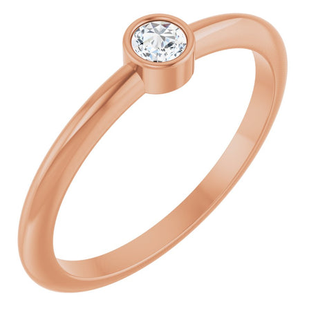 14K Rose Gold 1/10 CT Rose-Cut Natural Diamond Stackable Ring