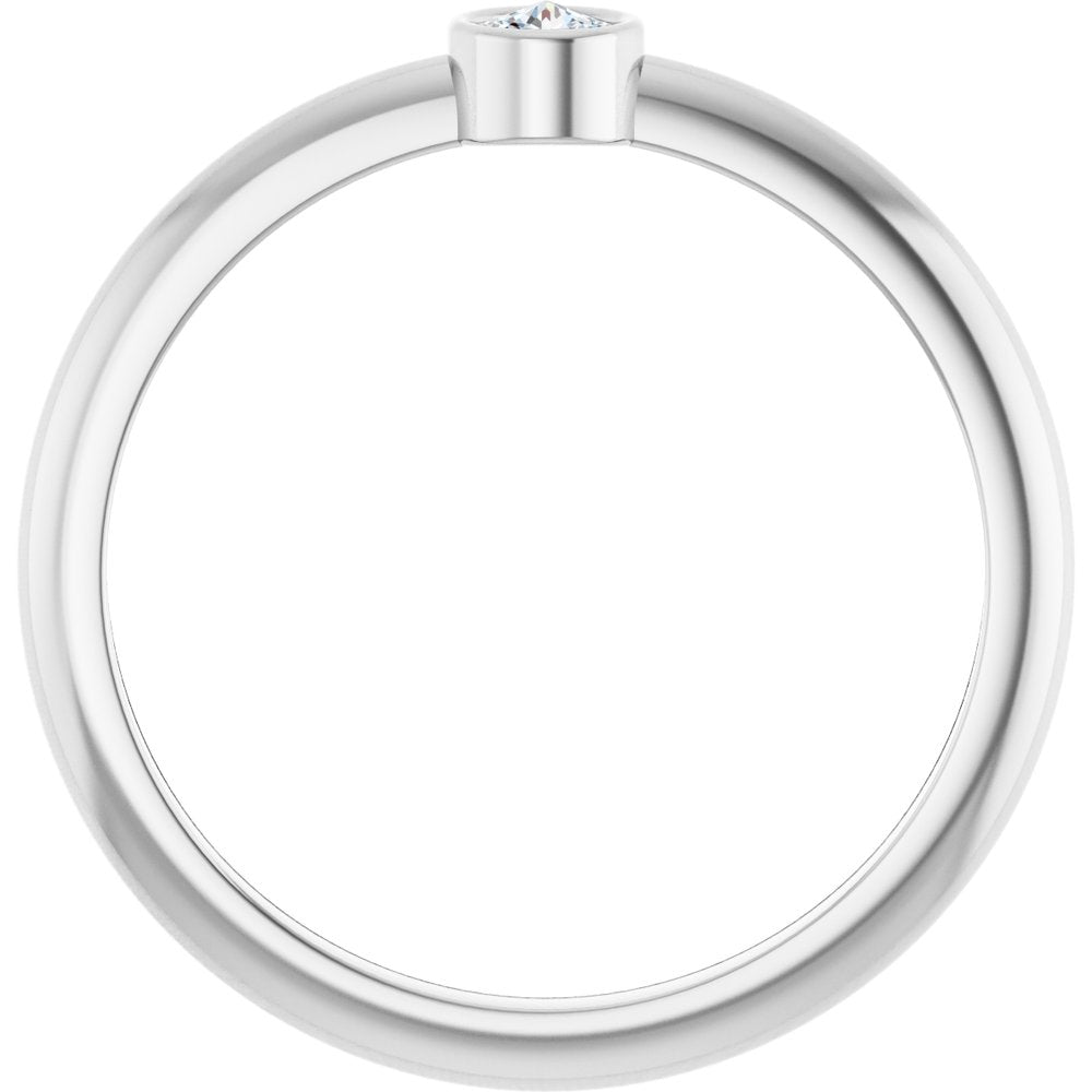 14K White 1/10 CT Rose-Cut Natural Diamond Stackable Ring